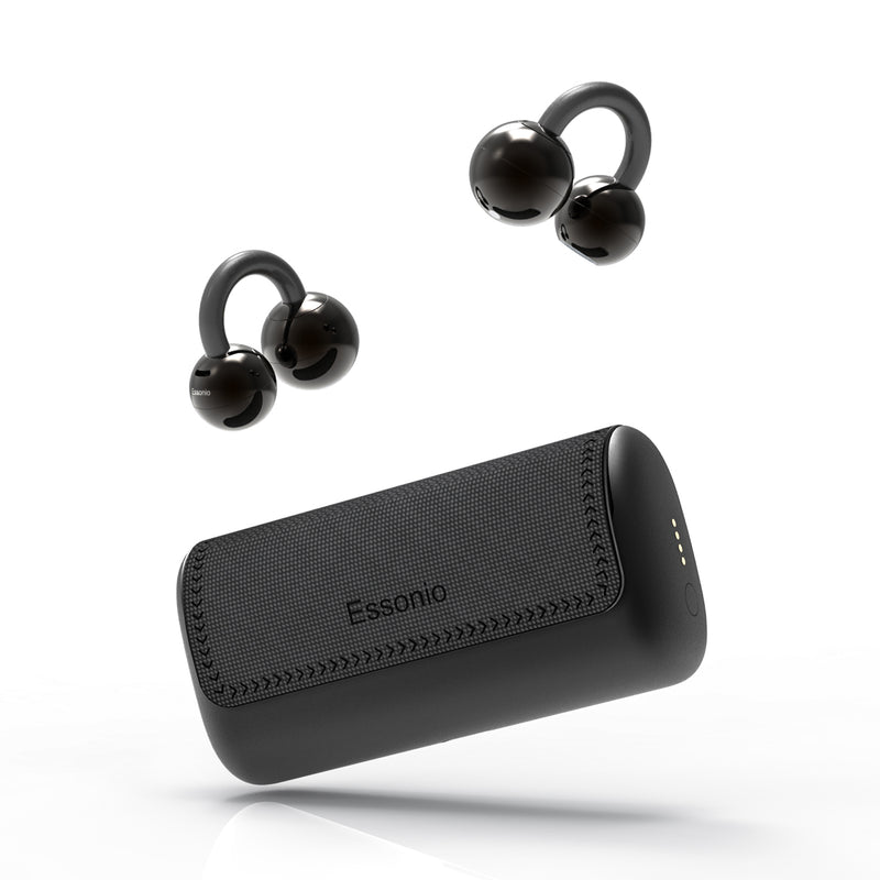 Essonio Ultra Open Ear Earbuds | Removable Washable Case, Bluetooth 6.0, Dual Device, AI Clear Calls, Waterproof Clip-On for Sports 4