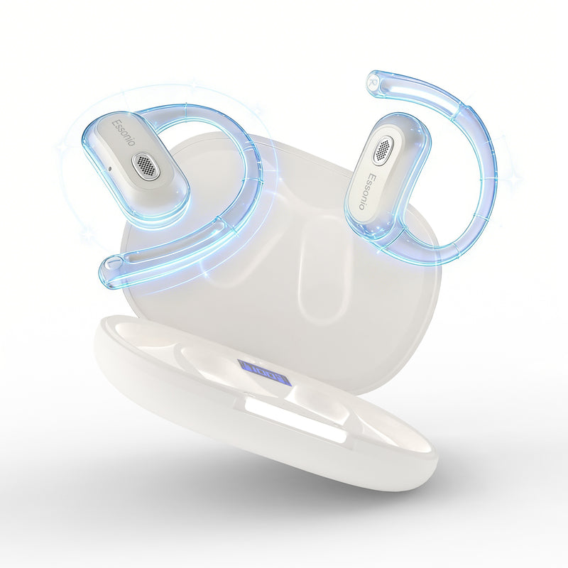 Essonio Open-Ear Headphones with Ear Hooks | Bluetooth 6.0, 35H Playtime, ENC Clear Calls, IPX5 Sweat Resistant for Workout