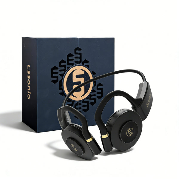 Essonio Open Ear Headphones | Ultra Deep Bass, Bluetooth, 3-Level Bass, ANC, 20H Playtime, Multi-Point Connect, Clear Calls