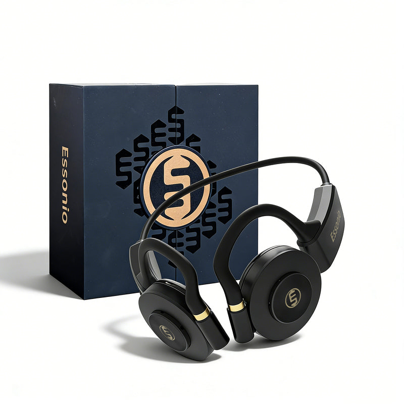 Essonio Open Ear Headphones | Ultra Deep Bass, Bluetooth, 3-Level Bass, ANC, 20H Playtime, Multi-Point Connect, Clear Calls