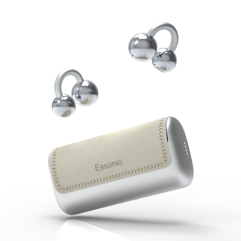 Essonio Ultra Open Ear Earbuds | Removable Washable Case, Bluetooth 6.0, Dual Device, AI Clear Calls, Waterproof Clip-On for Sports