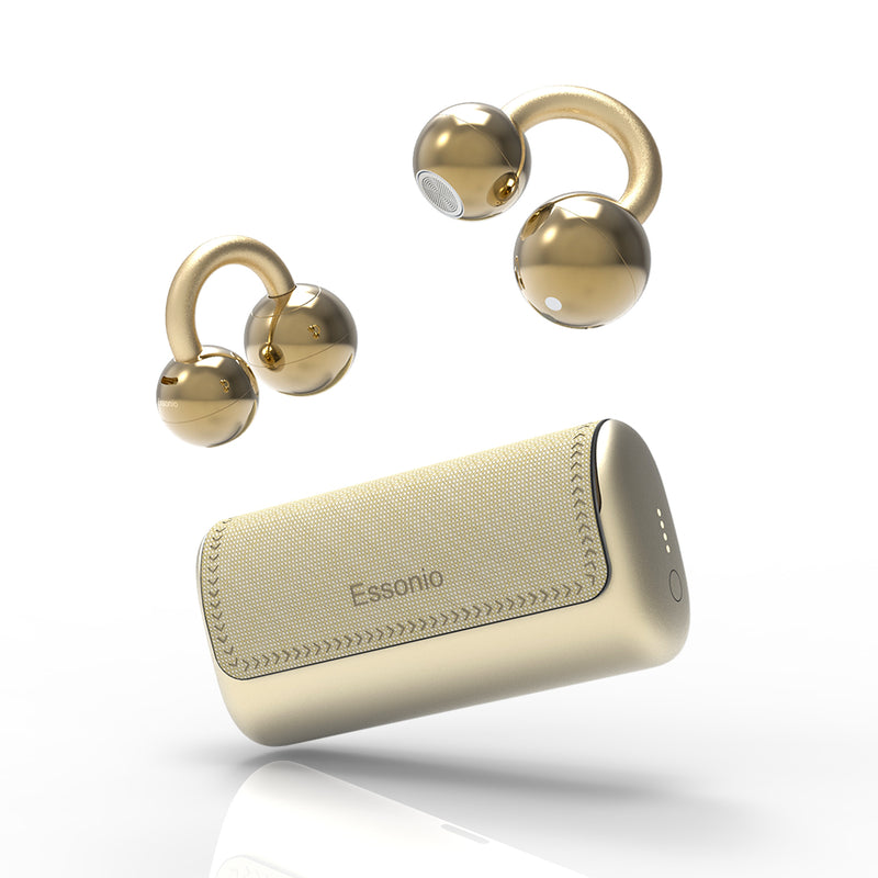 Essonio Ultra Open Ear Earbuds | Removable Washable Case, Bluetooth 6.0, Dual Device, AI Clear Calls, Waterproof Clip-On for Sports