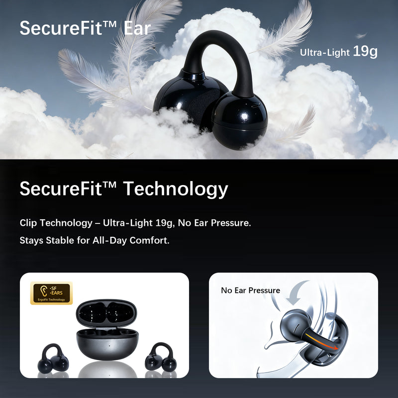 Essonio M30 Open Ear Earbuds | Bluetooth 6.0, 60H Playtime, ENC AI Air Conduction, Stereo Sound, Clip-On for Office & Daily Use 4