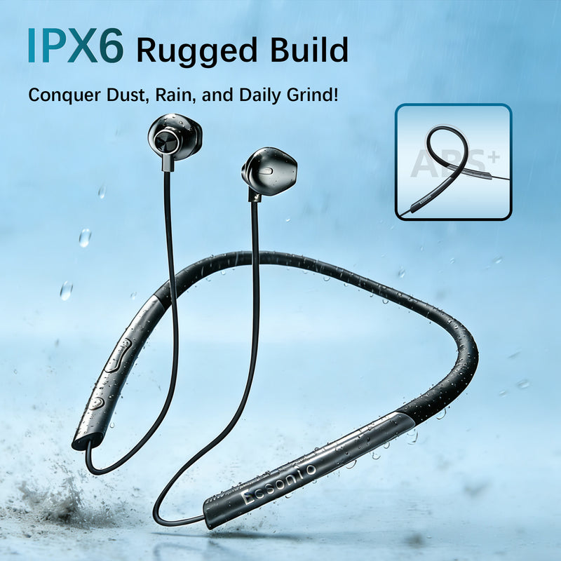 Essonio Neckband Bluetooth Earbuds | Hybrid ANC, 24H Playtime, IPX5 Waterproof, Magnetic Sport Headphones for Running & Travel 4