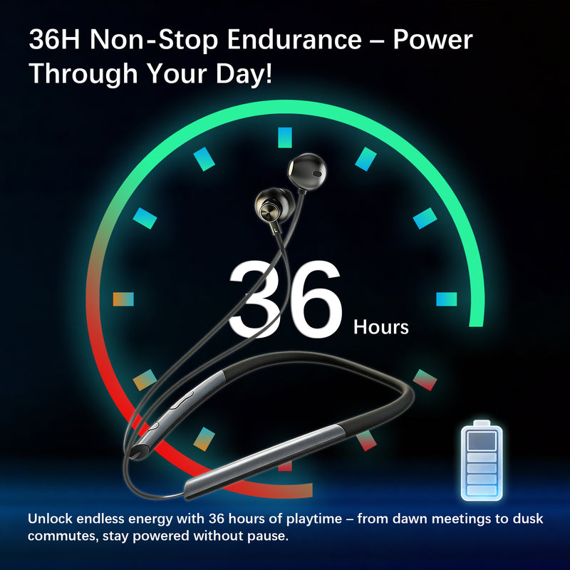 Essonio Neckband Bluetooth Earbuds | Hybrid ANC, 24H Playtime, IPX5 Waterproof, Magnetic Sport Headphones for Running & Travel