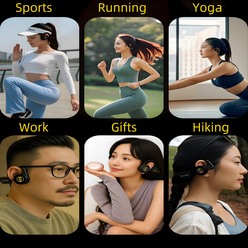 Essonio Open Ear Headphones | Ultra Deep Bass, Bluetooth, 3-Level Bass, ANC, 20H Playtime, Multi-Point Connect, Clear Calls 5