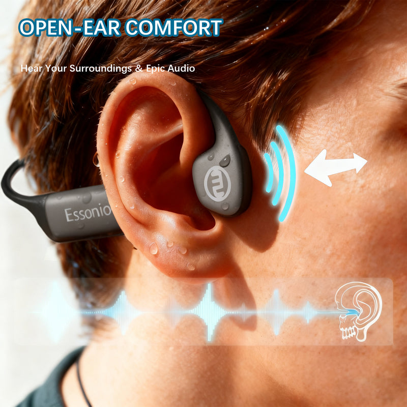 Essonio Bone Conduction Headphones | IP68 Waterproof, 32GB MP3, Bluetooth Open Ear, Deep Bass for Swimming, Running & Cycling 4
