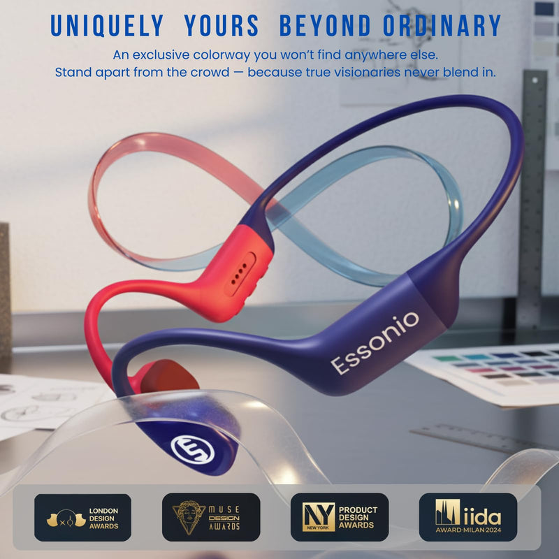 Essonio Swimming Bone Conduction Headphones | IP68, Bluetooth 5.4, 32GB MP3, AI Voice Control, Titanium for Swimming, Running & Gym 2